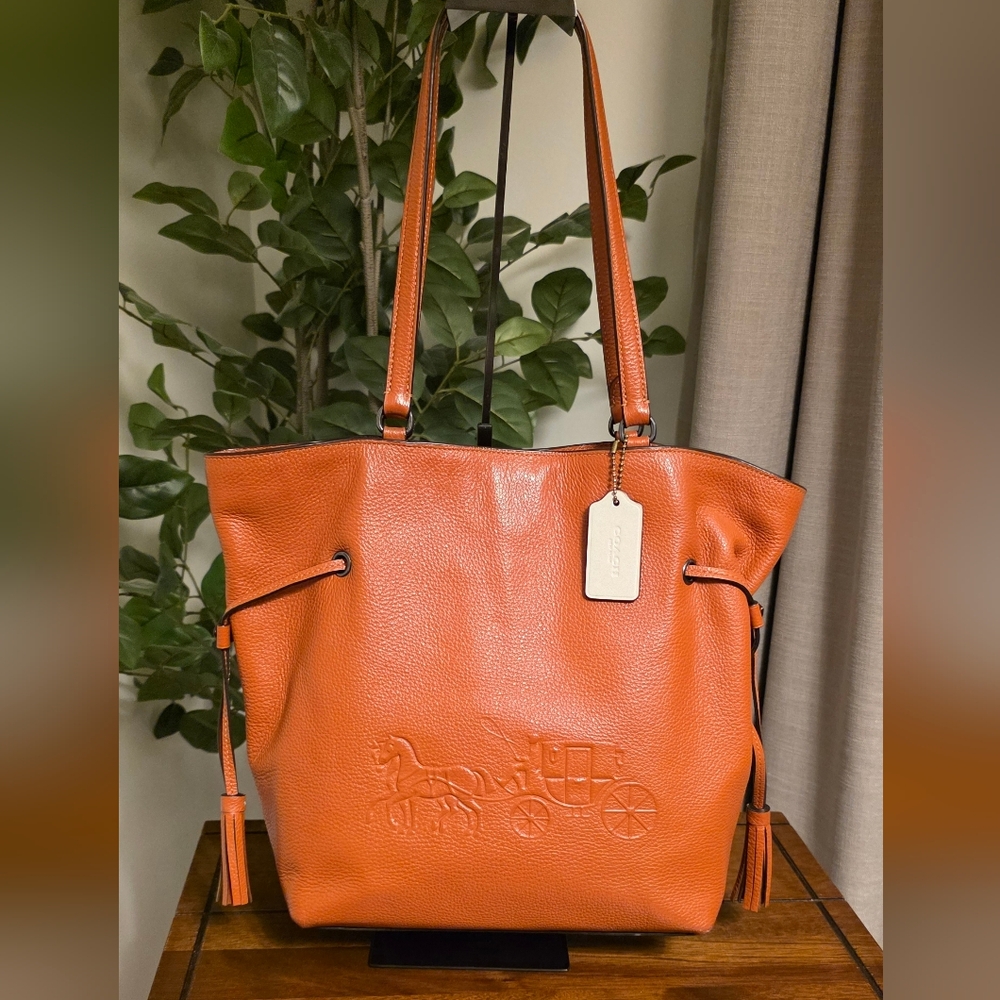 Coach Andy Tote Brown Pebbled Leather Shoulder Bag CA200